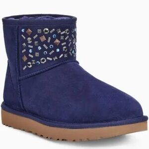 Women’s UGG Classic Mini Stud II Blue Suede Boots Size 7M